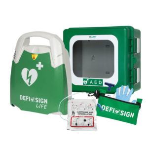 DefiSign AED hjertestarter med udendørs ARKY skab